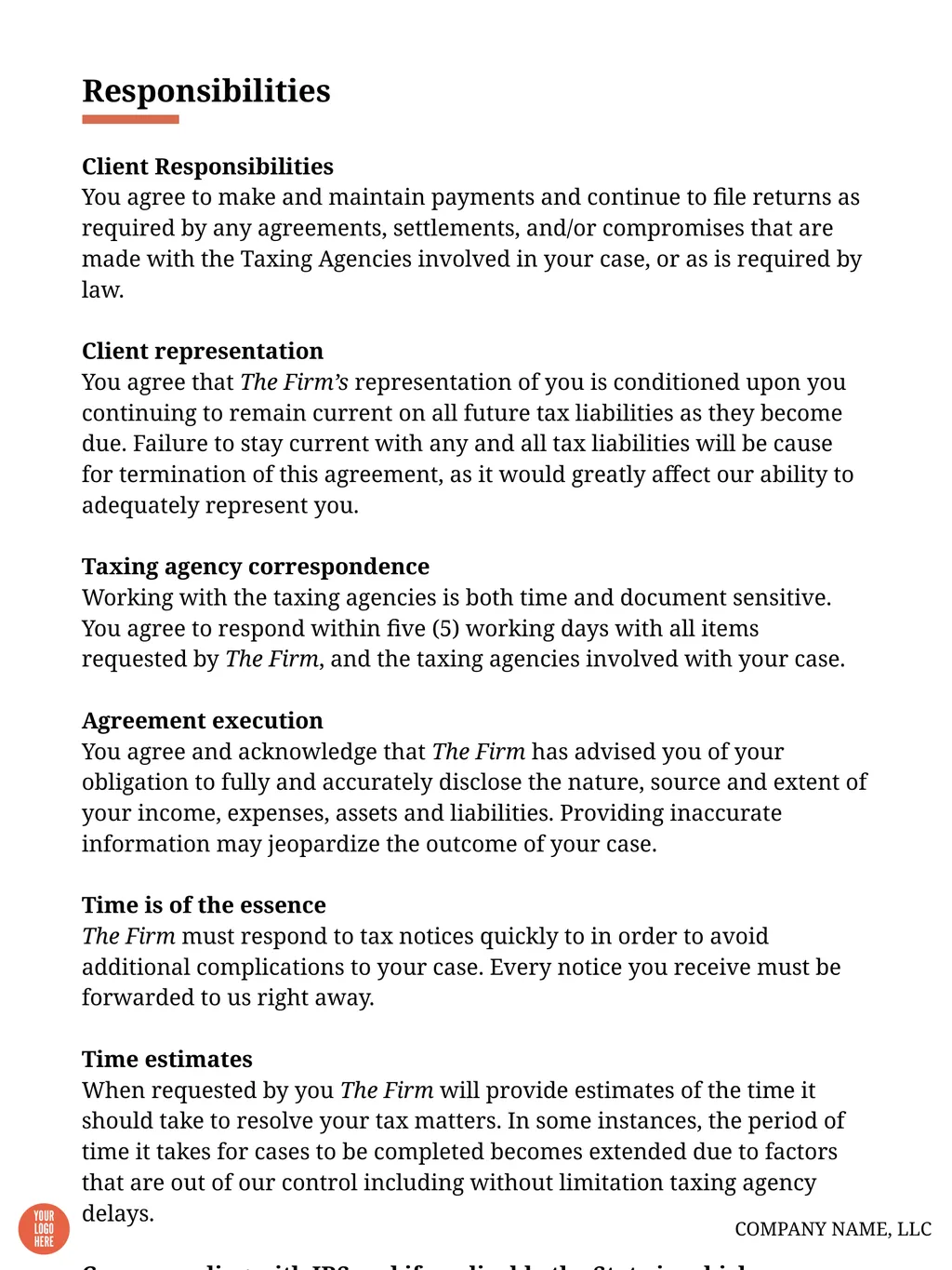 Tax Resolution Fixed Fee Agreement Engagement - slide 4 of 11