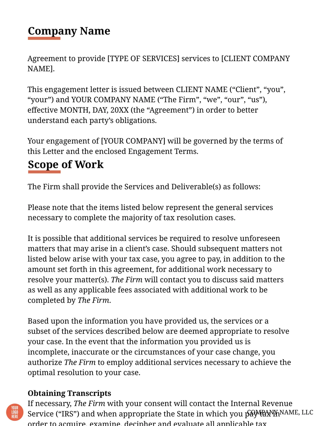 Tax Resolution Fixed Fee Agreement Engagement - slide 2 of 11