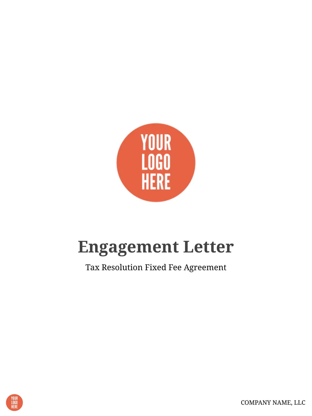 Tax Resolution Fixed Fee Agreement Engagement