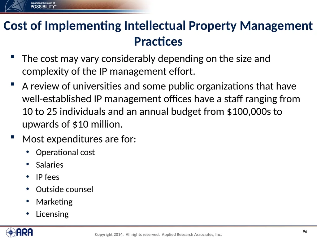 NCHRP 20-89 - Intellectual Property Management - slide 96 of 100