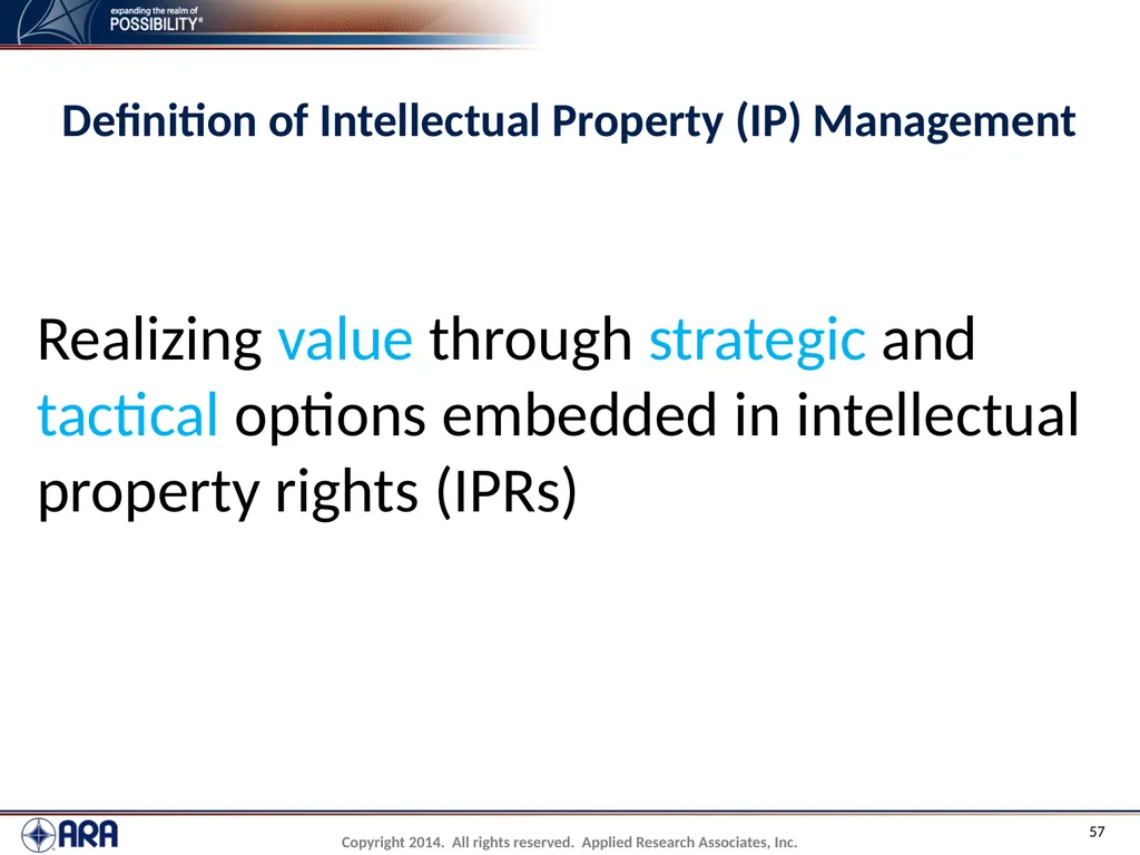 NCHRP 20-89 - Intellectual Property Management - slide 57 of 100
