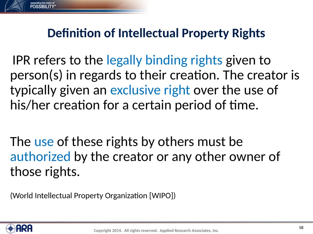 NCHRP 20-89 - Intellectual Property Management - slide 58 of 100