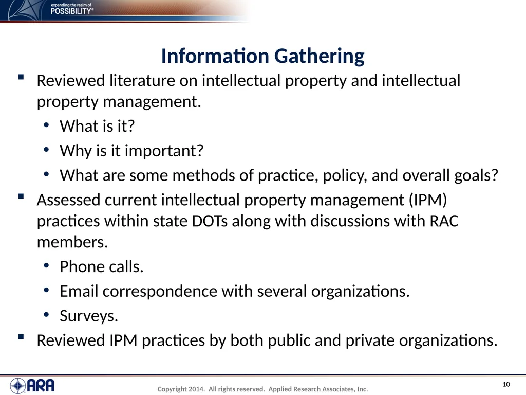 NCHRP 20-89 - Intellectual Property Management - slide 10 of 100