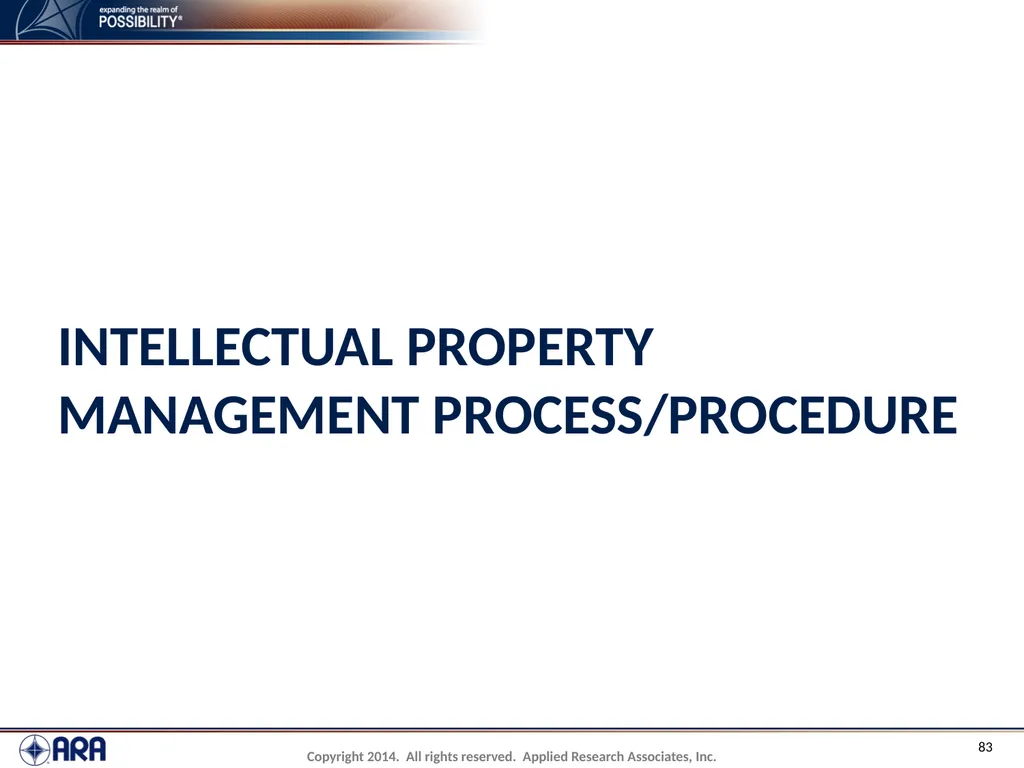NCHRP 20-89 - Intellectual Property Management - slide 83 of 100