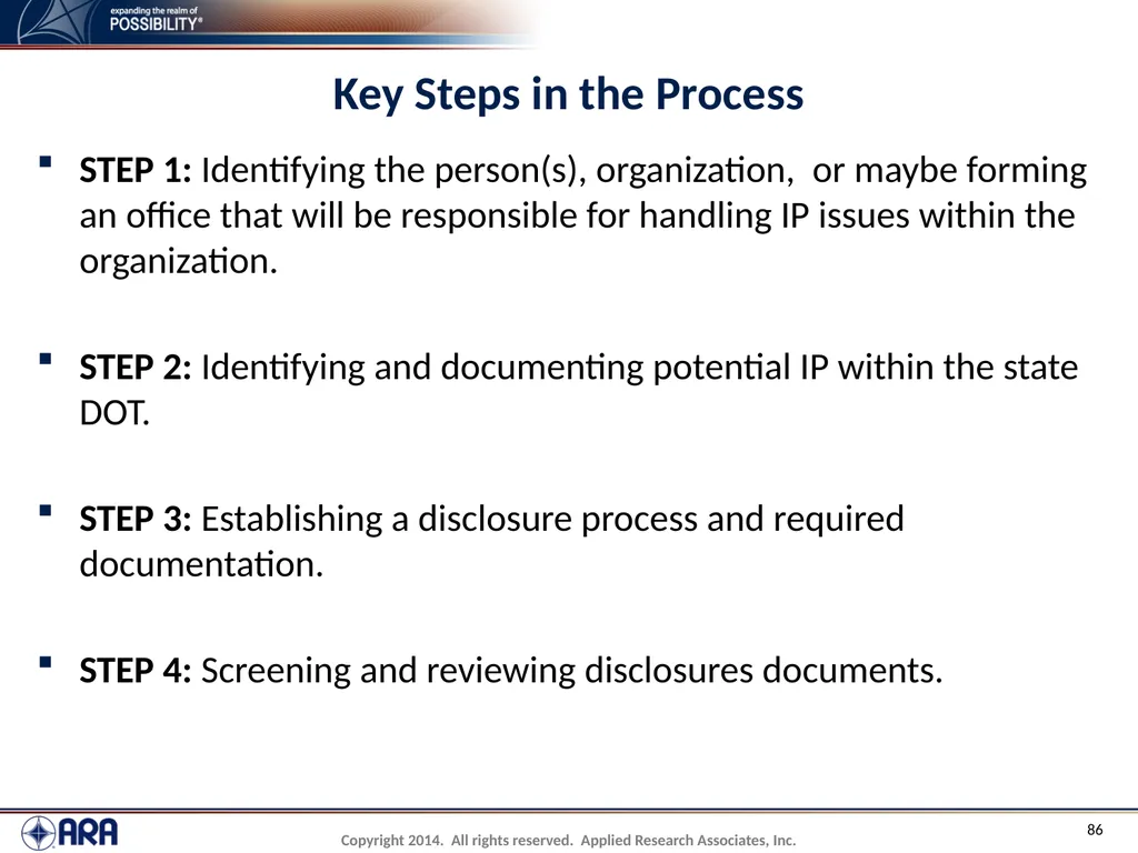 NCHRP 20-89 - Intellectual Property Management - slide 86 of 100