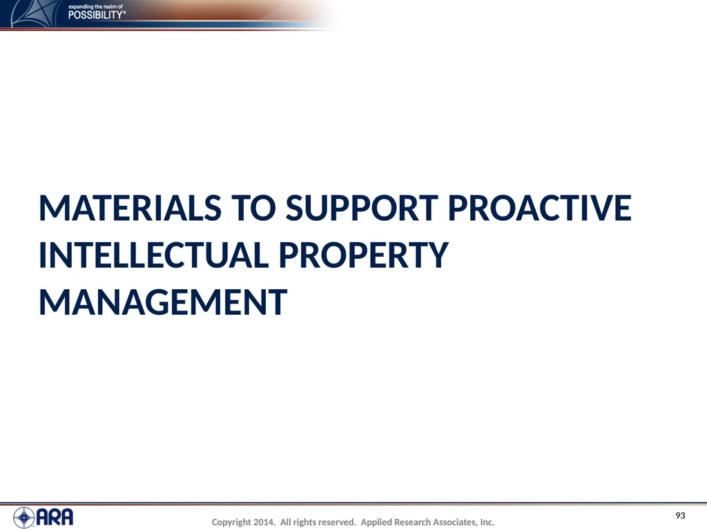 NCHRP 20-89 - Intellectual Property Management - slide 93 of 100