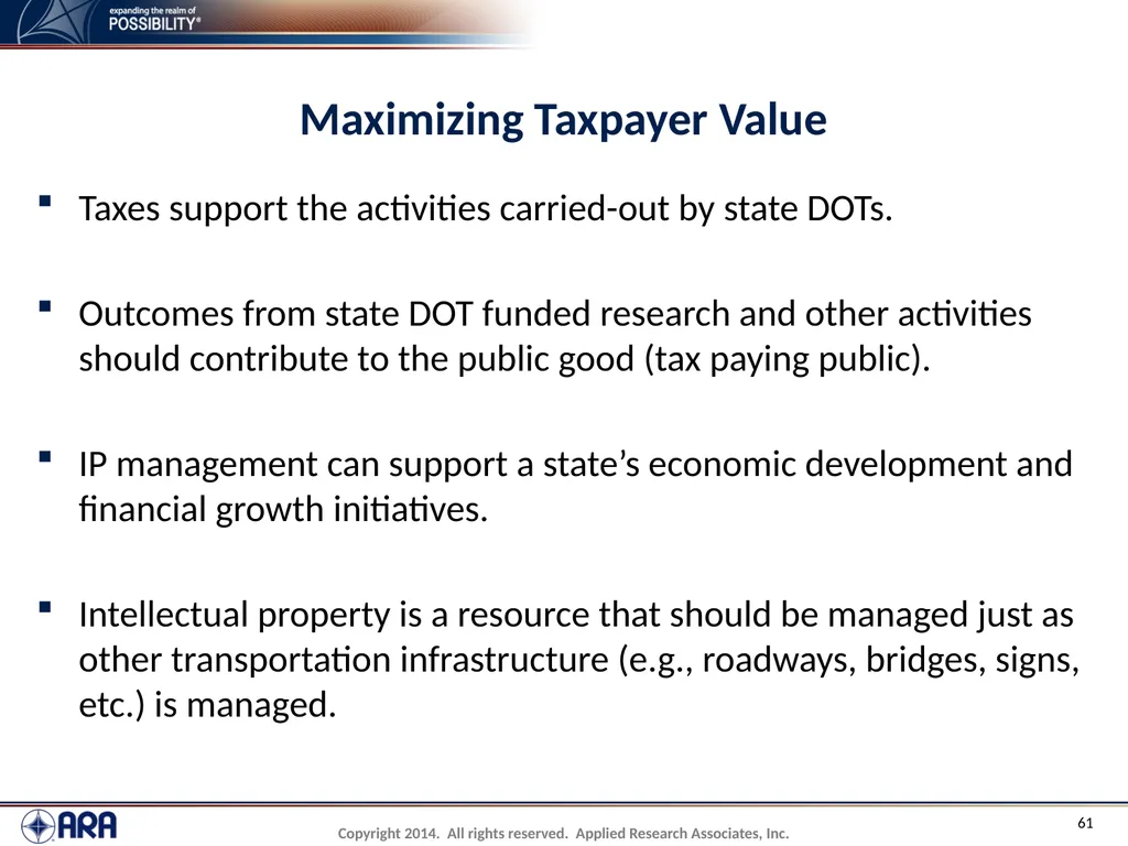 NCHRP 20-89 - Intellectual Property Management - slide 61 of 100