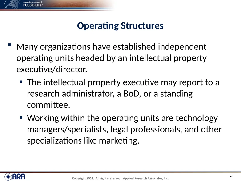 NCHRP 20-89 - Intellectual Property Management - slide 67 of 100