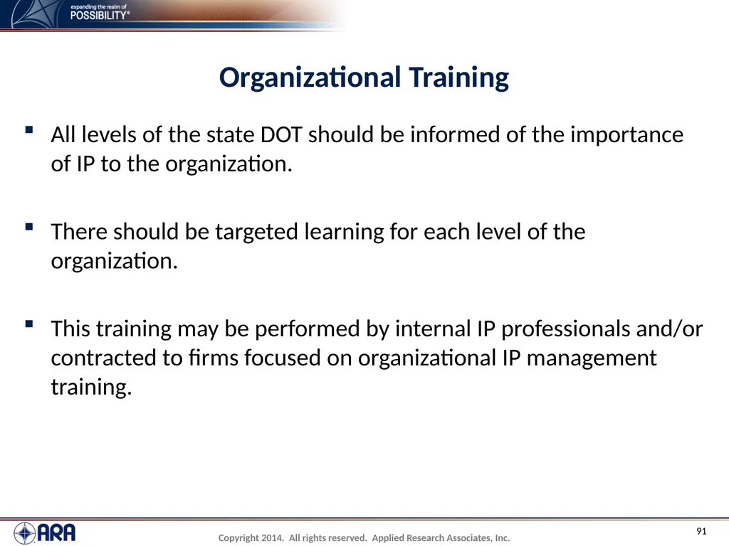 NCHRP 20-89 - Intellectual Property Management - slide 91 of 100