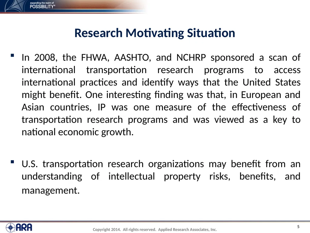 NCHRP 20-89 - Intellectual Property Management - slide 5 of 100
