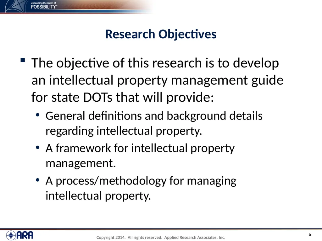 NCHRP 20-89 - Intellectual Property Management - slide 6 of 100