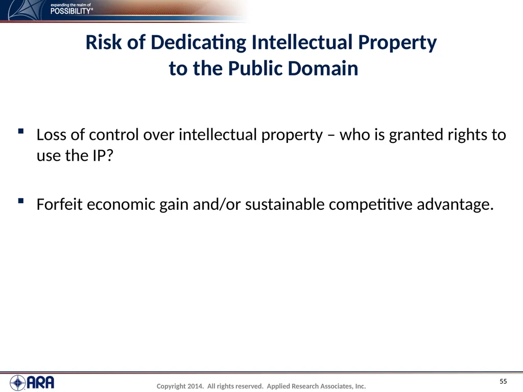 NCHRP 20-89 - Intellectual Property Management - slide 55 of 100
