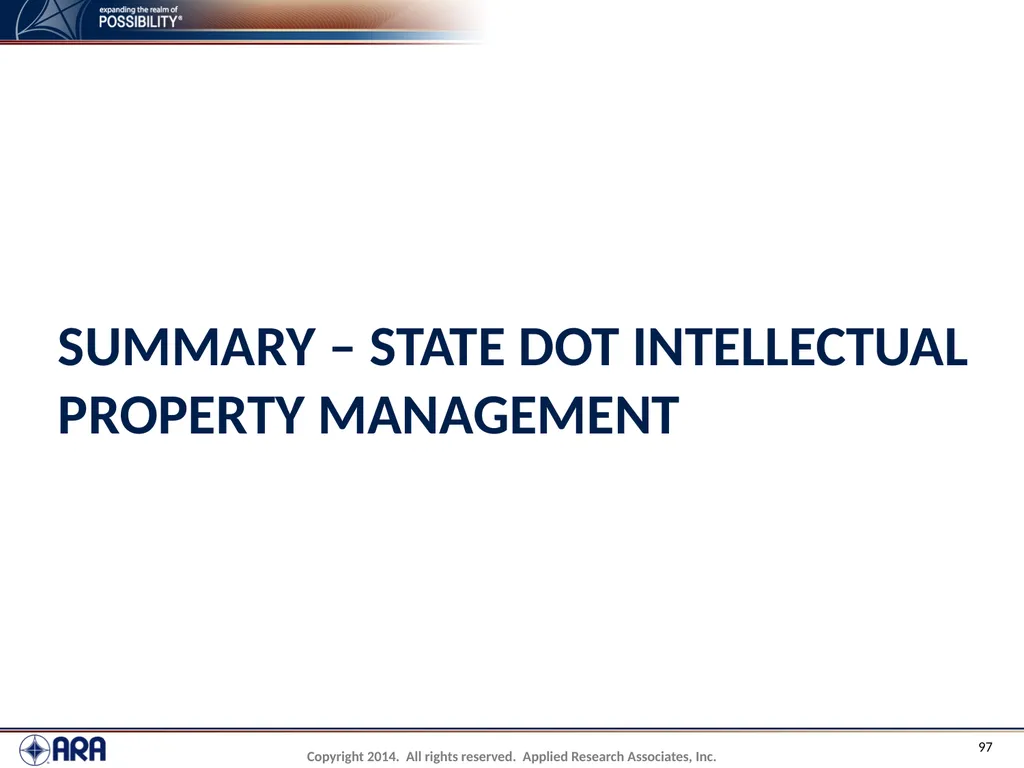 NCHRP 20-89 - Intellectual Property Management - slide 97 of 100