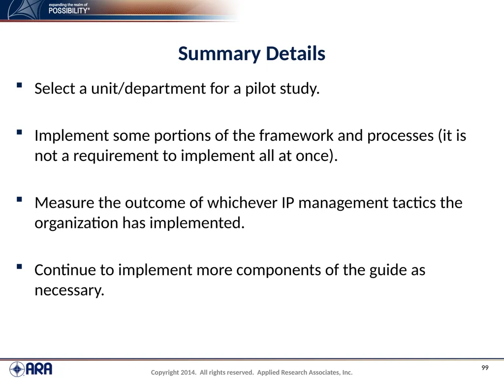 NCHRP 20-89 - Intellectual Property Management - slide 99 of 100