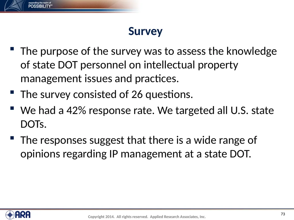 NCHRP 20-89 - Intellectual Property Management - slide 73 of 100