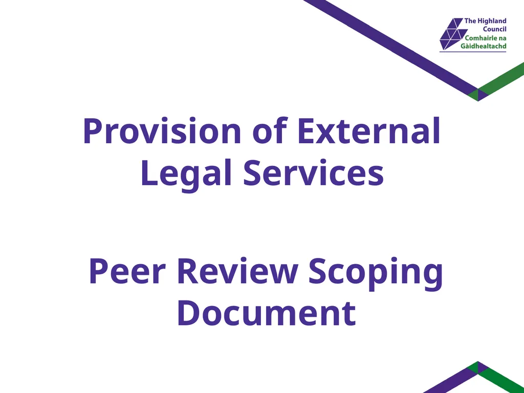 Provision of External Legal Services Peer Review