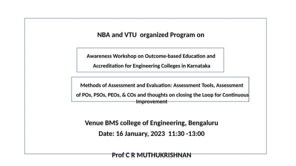NBA and VTU organized Program on Awareness - slide 1 of 122