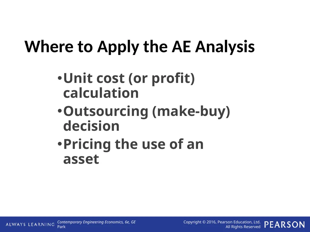 Applying Annual Worth Analysis Lecture No. 20 - slide 2 of 14