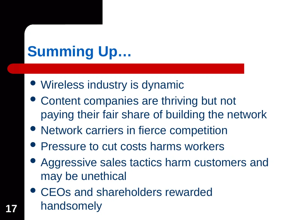 1 Wireless Industry Overview: The Impact of - slide 17 of 18
