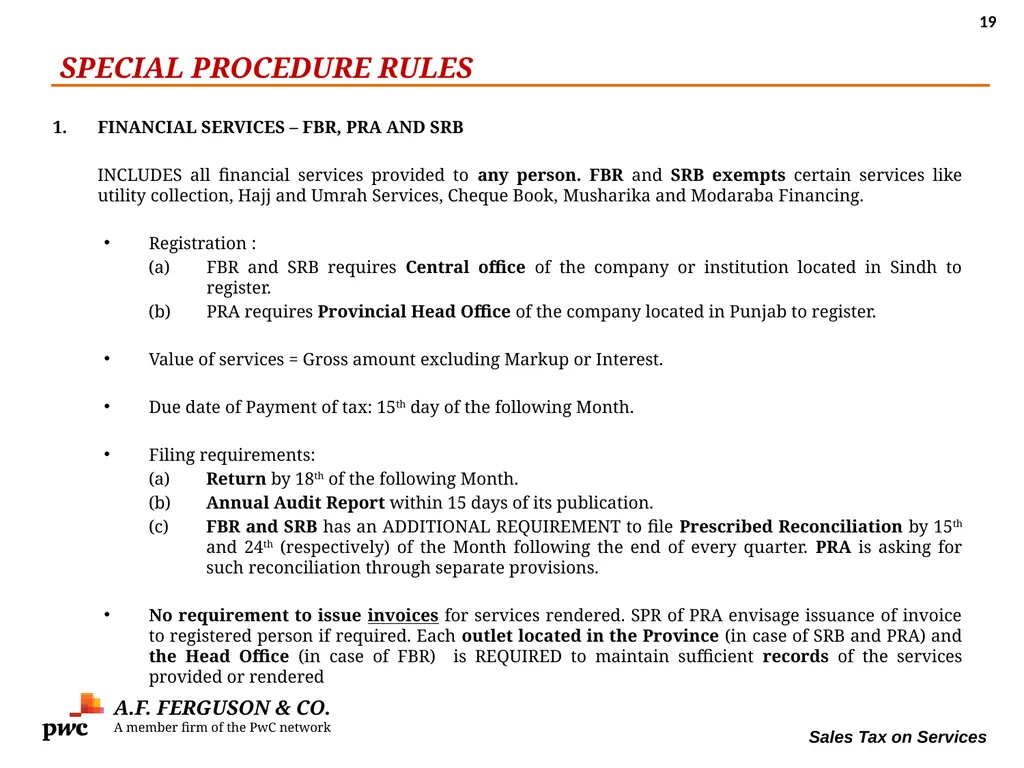 SALES TAX ON SERVICES Presentation By MR. ASIF - slide 19 of 38