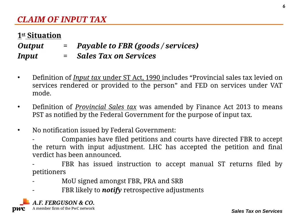 SALES TAX ON SERVICES Presentation By MR. ASIF - slide 6 of 38
