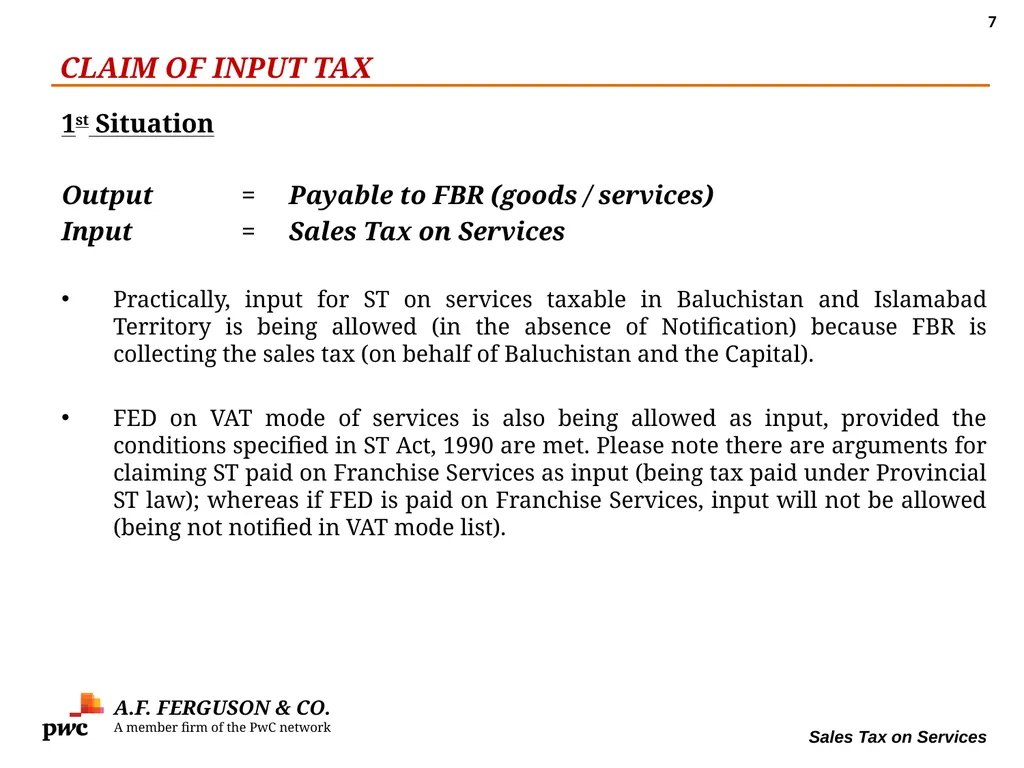 SALES TAX ON SERVICES Presentation By MR. ASIF - slide 7 of 38