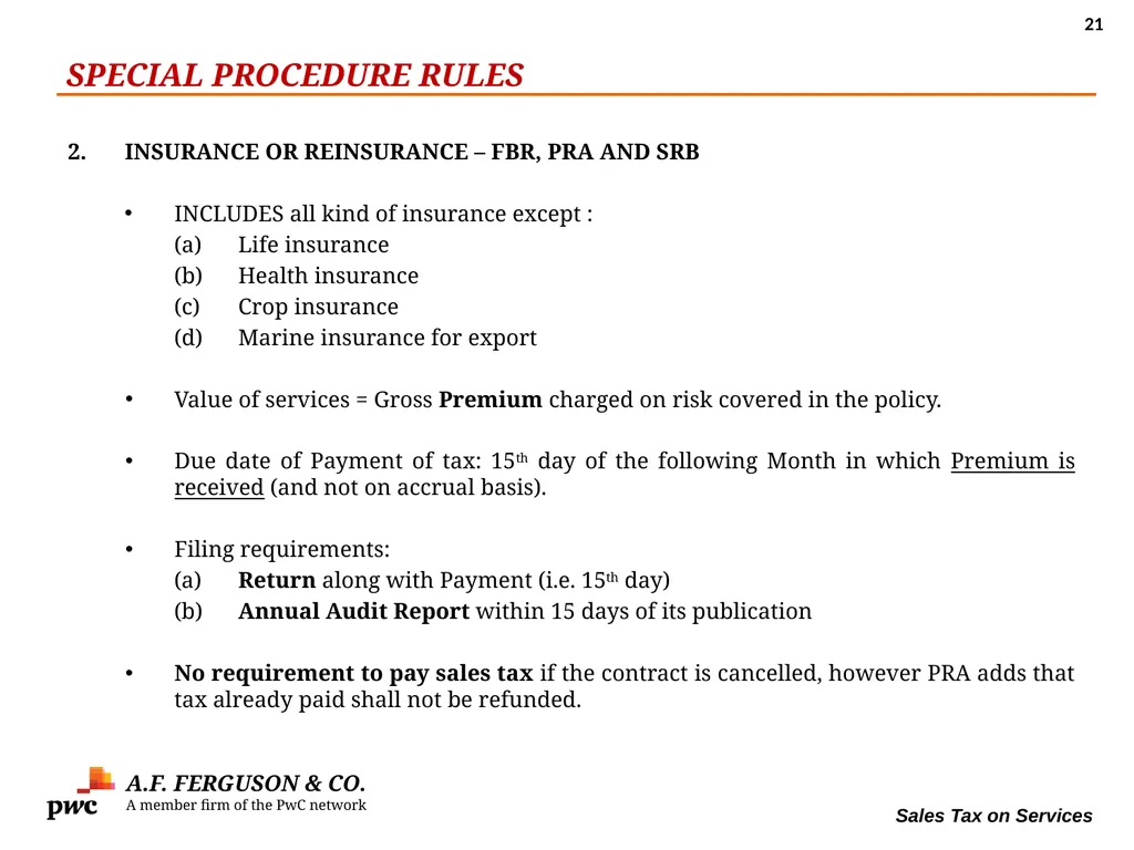 SALES TAX ON SERVICES Presentation By MR. ASIF - slide 21 of 38