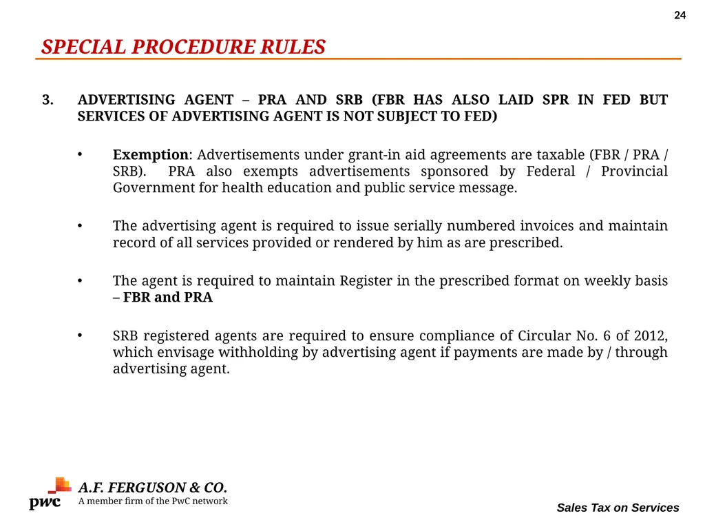 SALES TAX ON SERVICES Presentation By MR. ASIF - slide 24 of 38