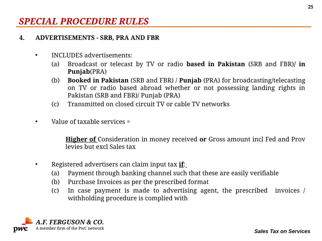SALES TAX ON SERVICES Presentation By MR. ASIF - slide 25 of 38