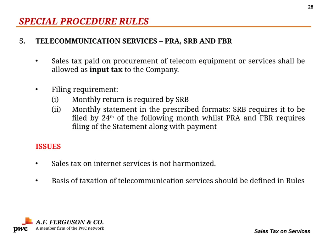SALES TAX ON SERVICES Presentation By MR. ASIF - slide 28 of 38