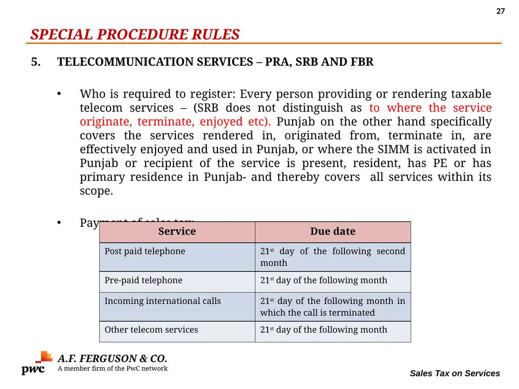 SALES TAX ON SERVICES Presentation By MR. ASIF - slide 27 of 38