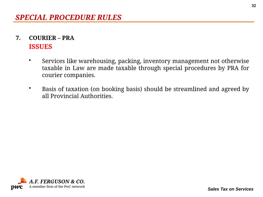 SALES TAX ON SERVICES Presentation By MR. ASIF - slide 32 of 38