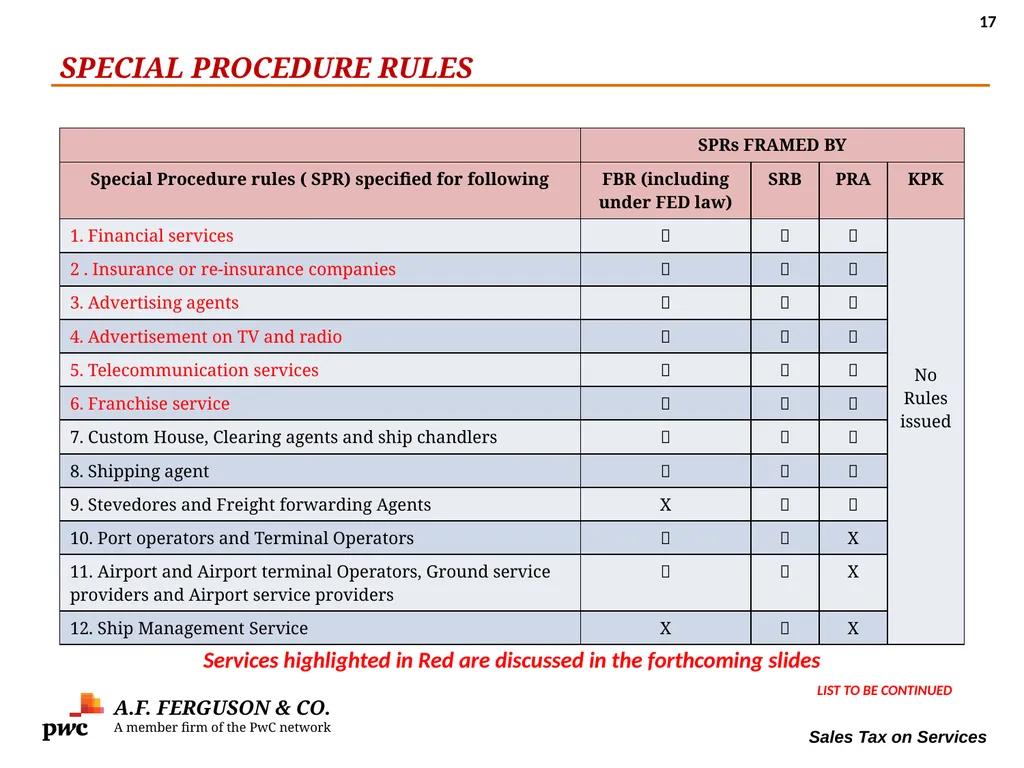 SALES TAX ON SERVICES Presentation By MR. ASIF - slide 17 of 38