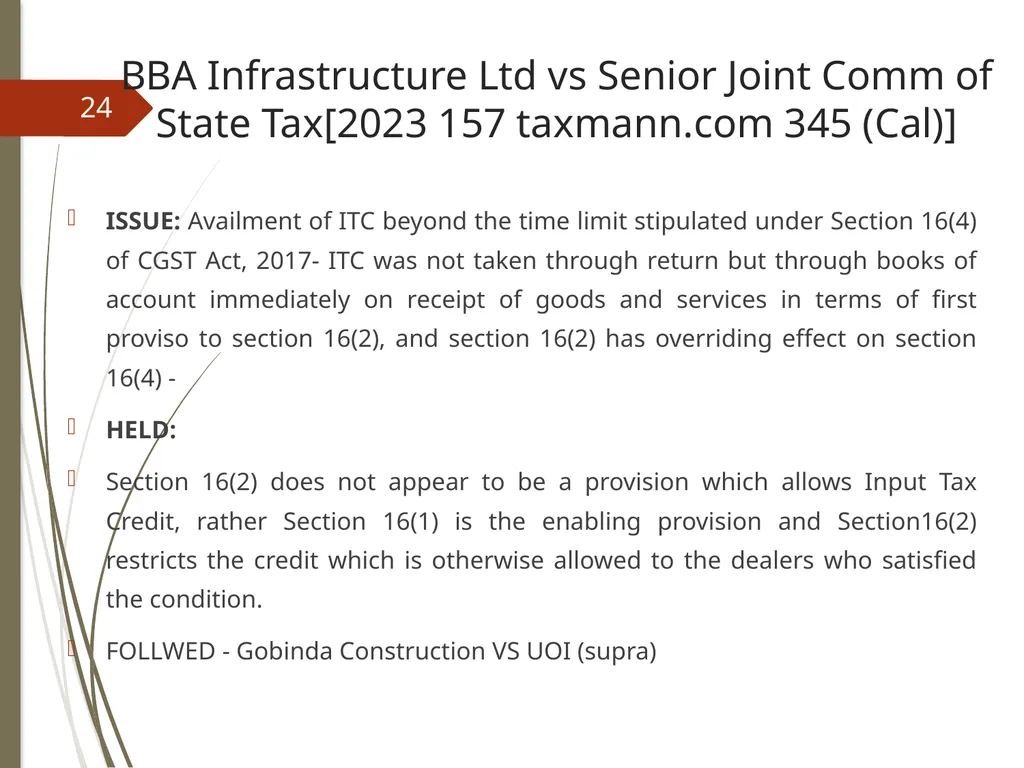 CONTROVERSIES UNDER GST V. Raghuraman Senior - slide 24 of 93