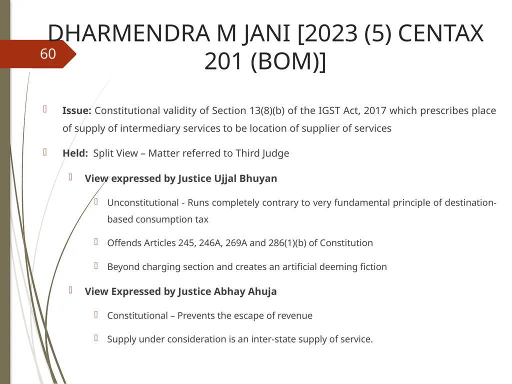 CONTROVERSIES UNDER GST V. Raghuraman Senior - slide 60 of 93