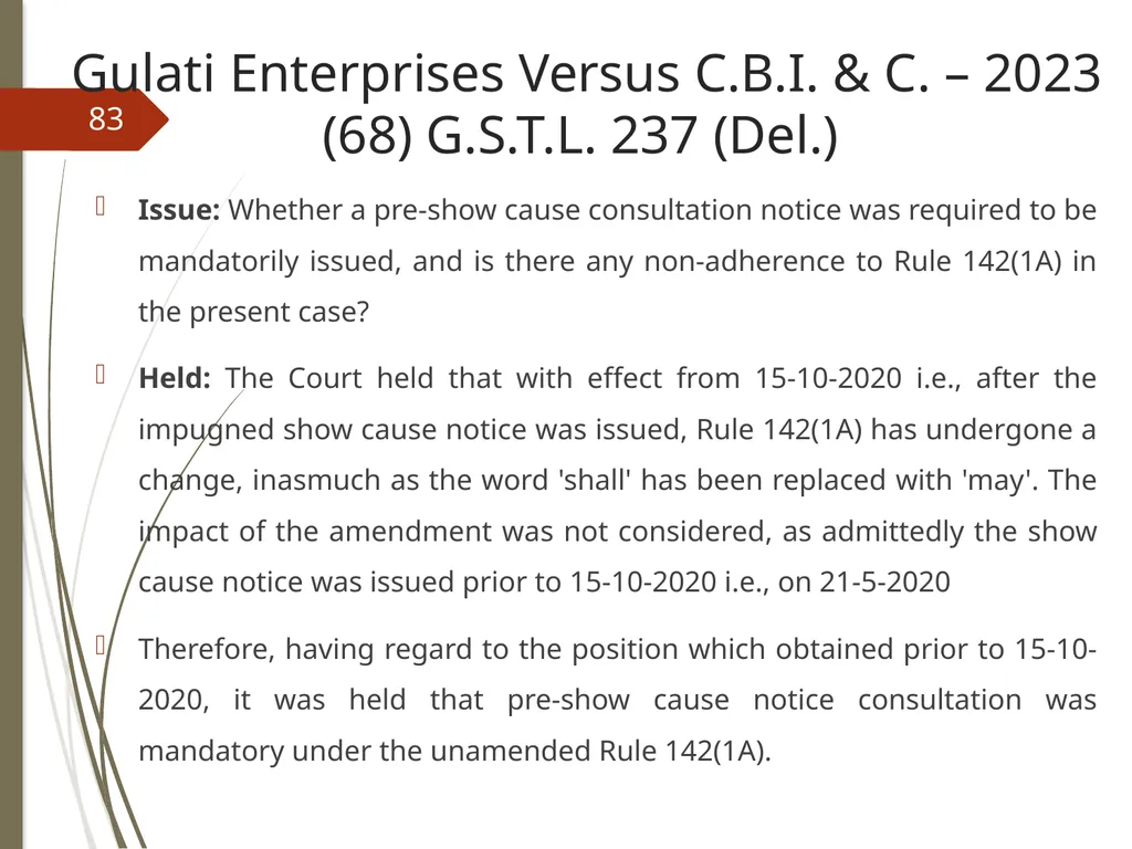 CONTROVERSIES UNDER GST V. Raghuraman Senior - slide 83 of 93
