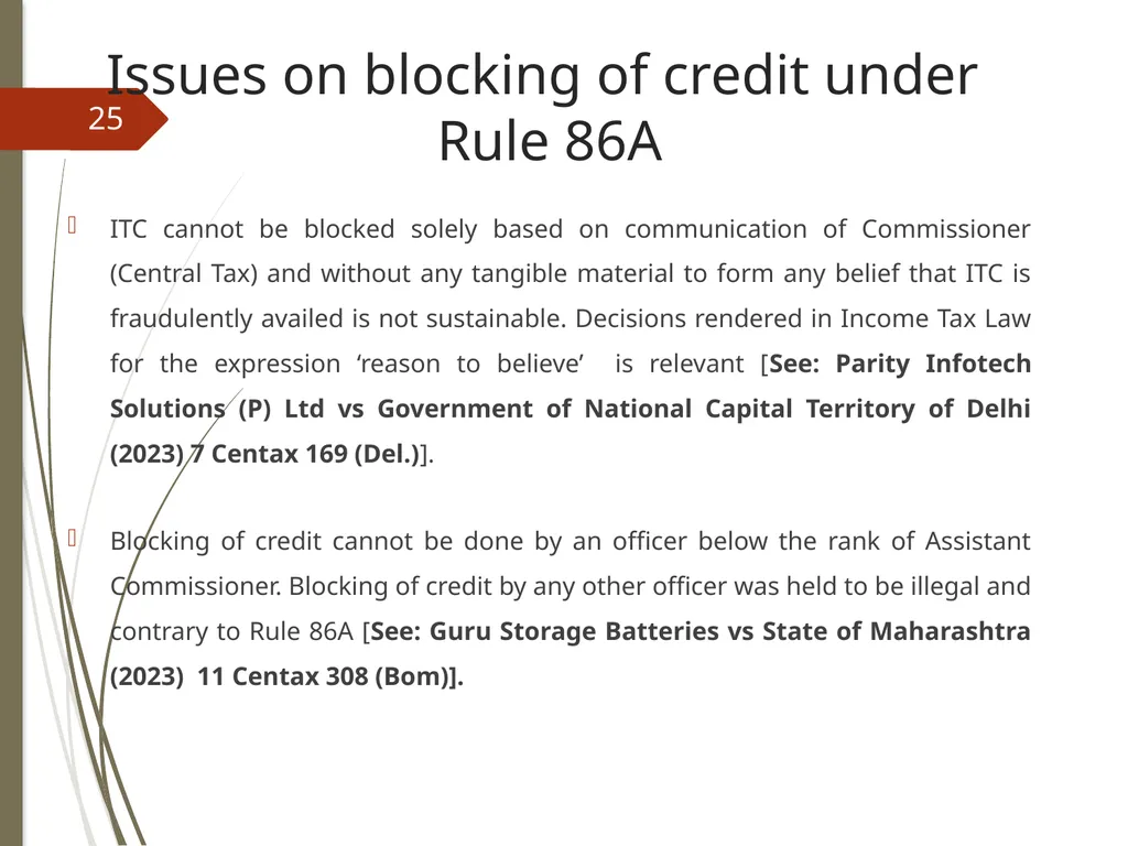 CONTROVERSIES UNDER GST V. Raghuraman Senior - slide 25 of 93