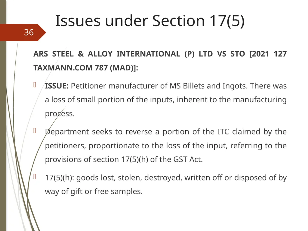 CONTROVERSIES UNDER GST V. Raghuraman Senior - slide 36 of 93