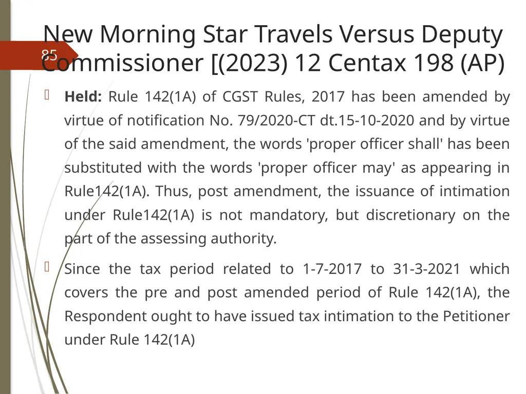 CONTROVERSIES UNDER GST V. Raghuraman Senior - slide 85 of 93