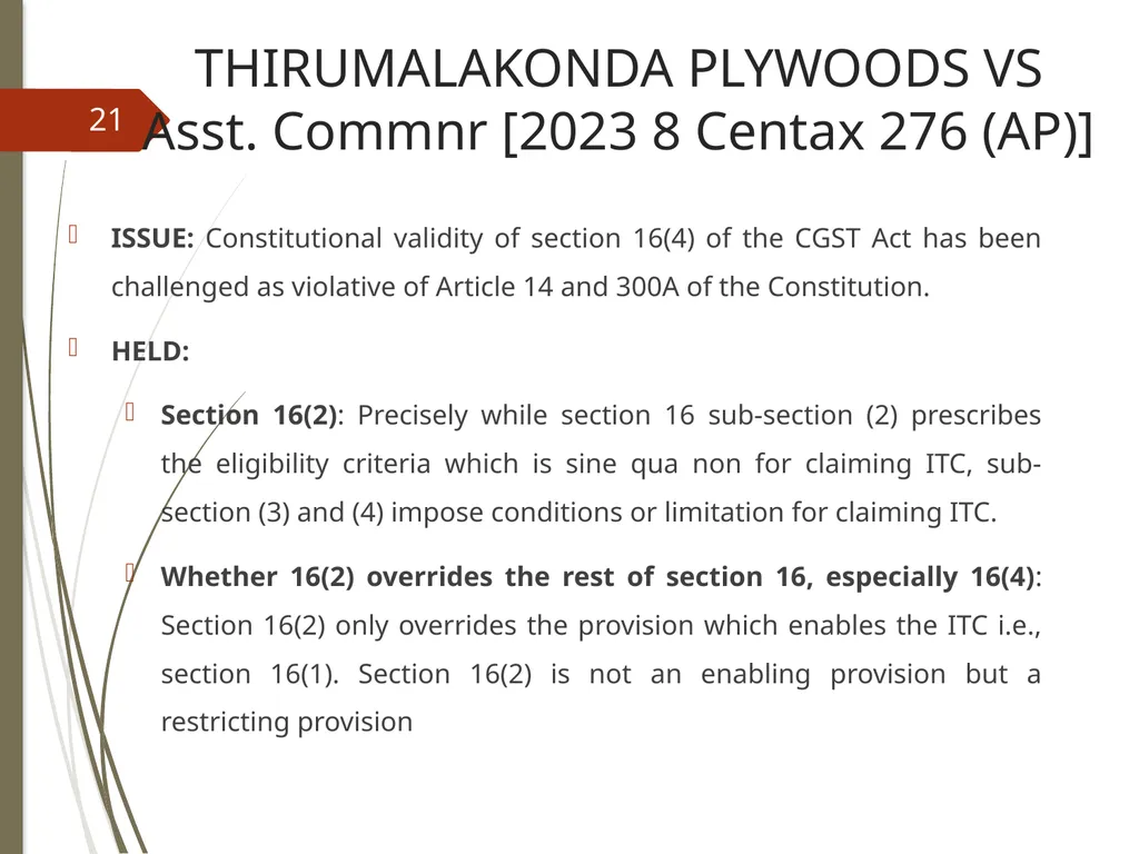 CONTROVERSIES UNDER GST V. Raghuraman Senior - slide 21 of 93