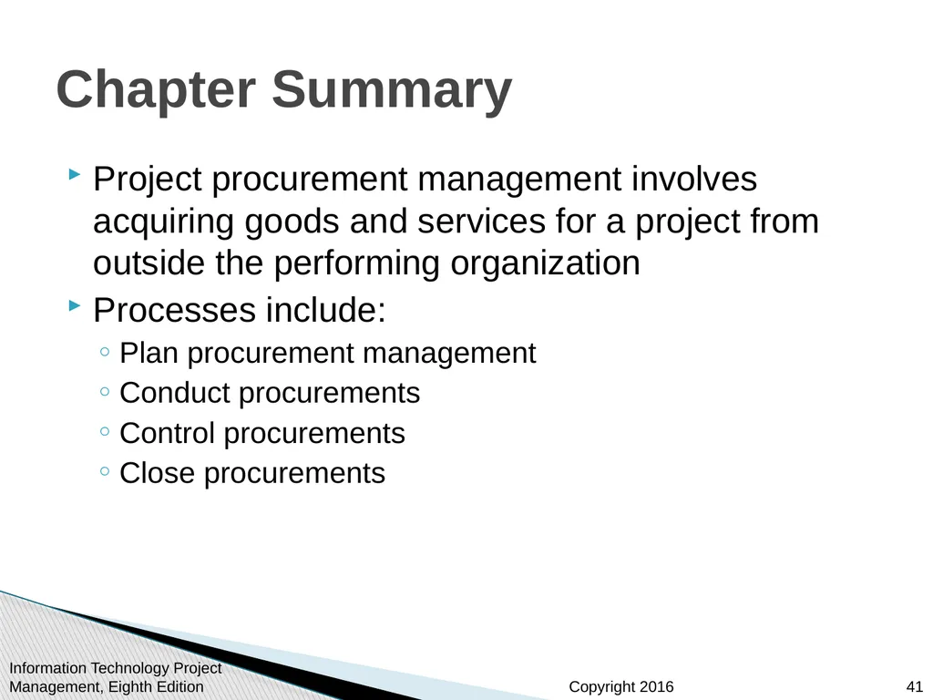 Chapter 12: Project Procurement Management - slide 41 of 41