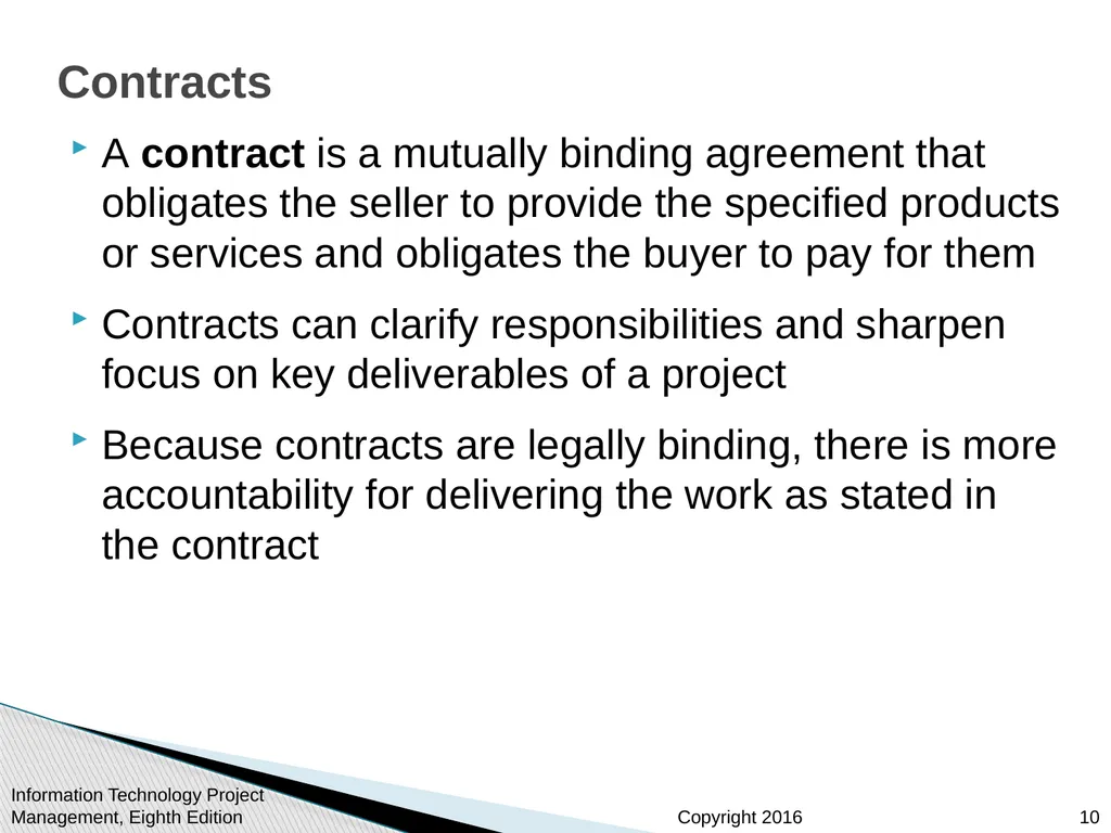 Chapter 12: Project Procurement Management - slide 10 of 41