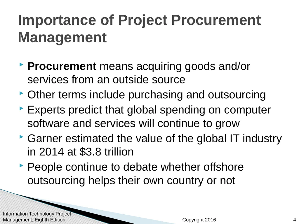 Chapter 12: Project Procurement Management - slide 4 of 41