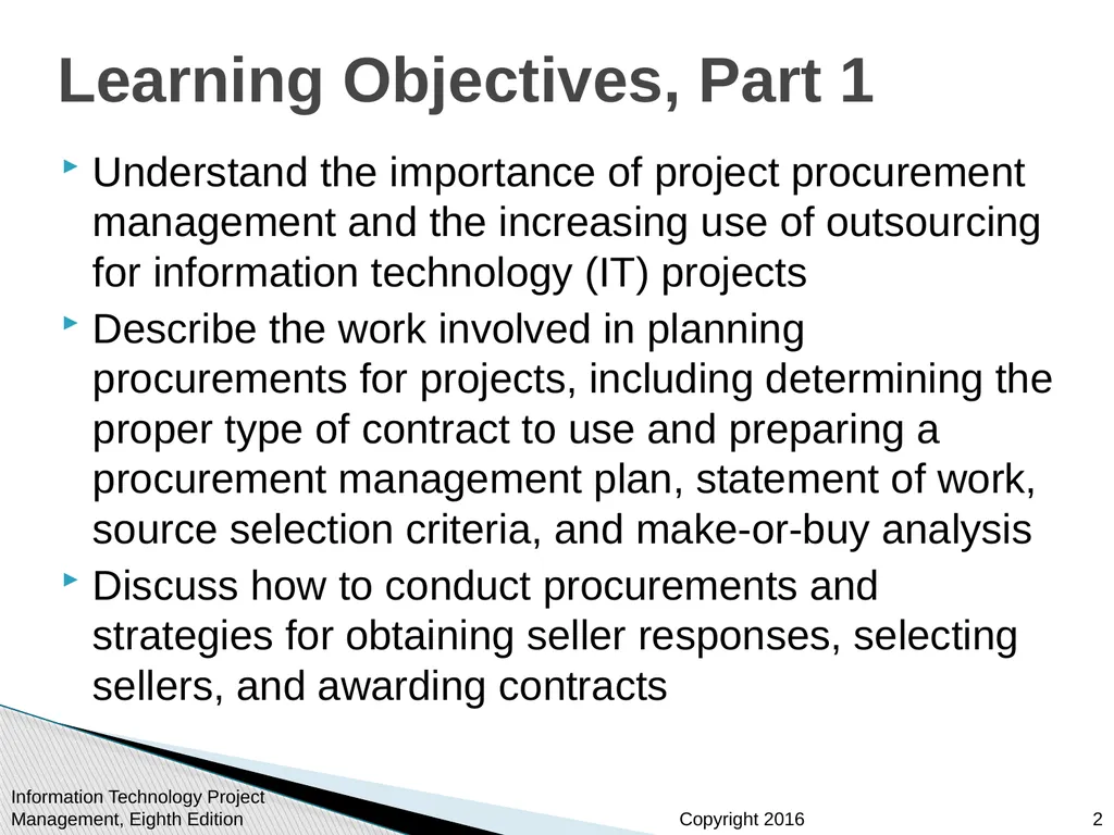 Chapter 12: Project Procurement Management - slide 2 of 41