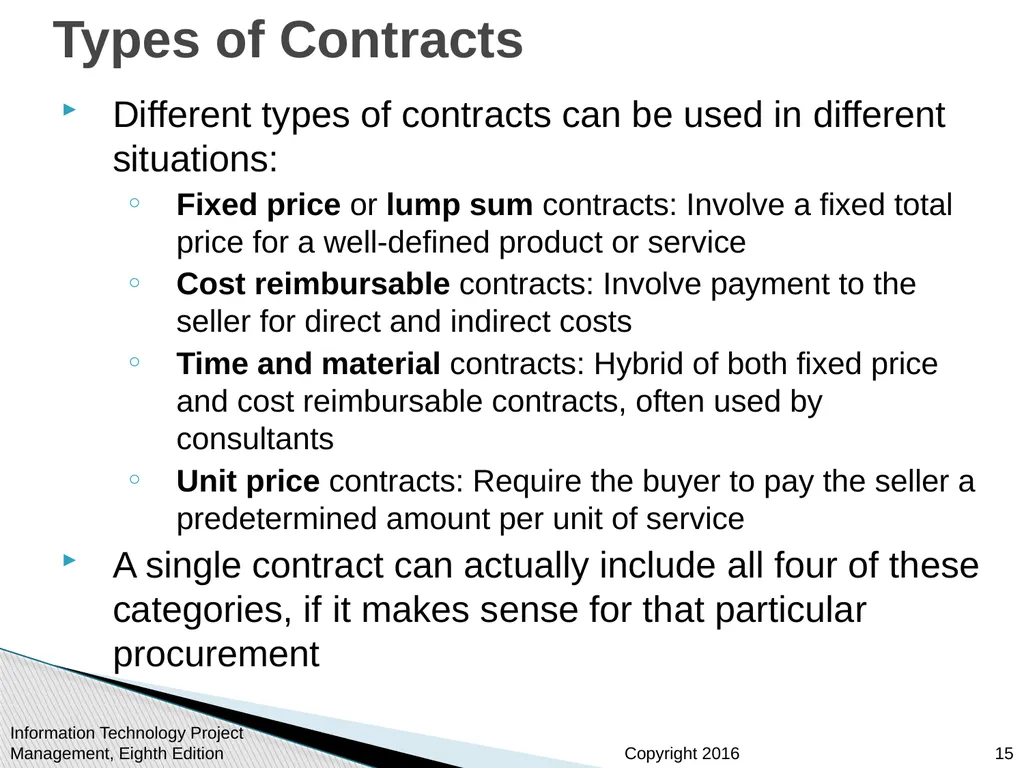 Chapter 12: Project Procurement Management - slide 15 of 41