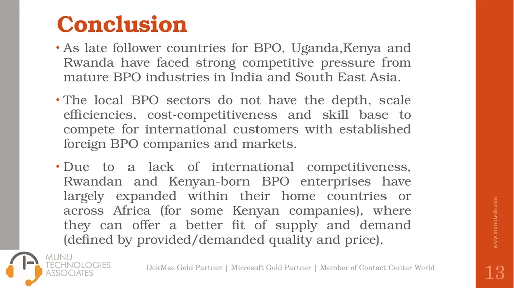 DIGITAL OUTSOURCING OPPORTUNITIES IN AFRICA Felix - slide 13 of 15