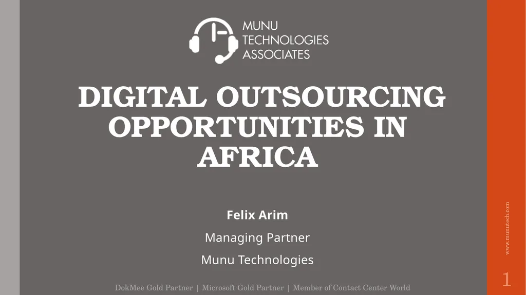 DIGITAL OUTSOURCING OPPORTUNITIES IN AFRICA Felix - slide 1 of 15