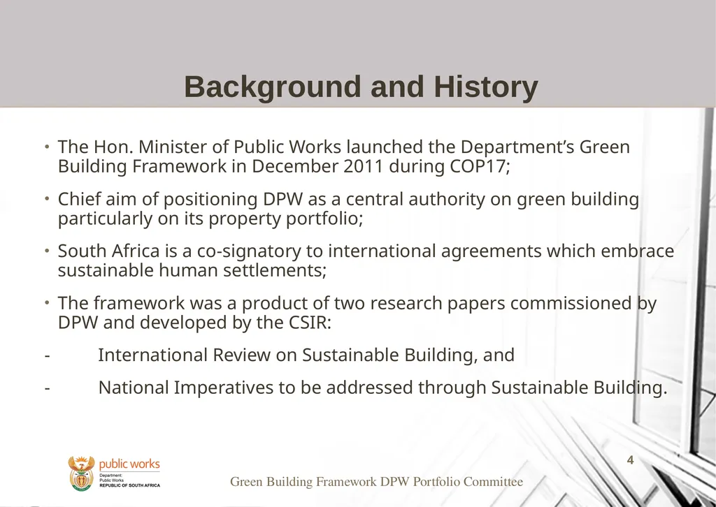 Presentation to the Portfolio Committee on Public - slide 4 of 23