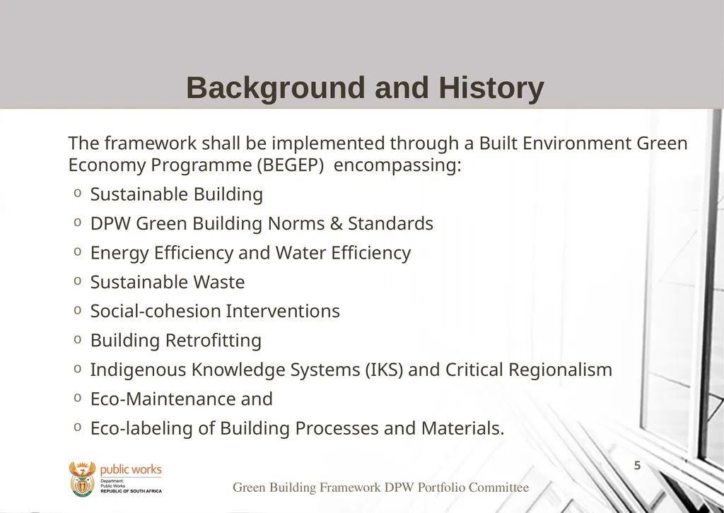 Presentation to the Portfolio Committee on Public - slide 5 of 23