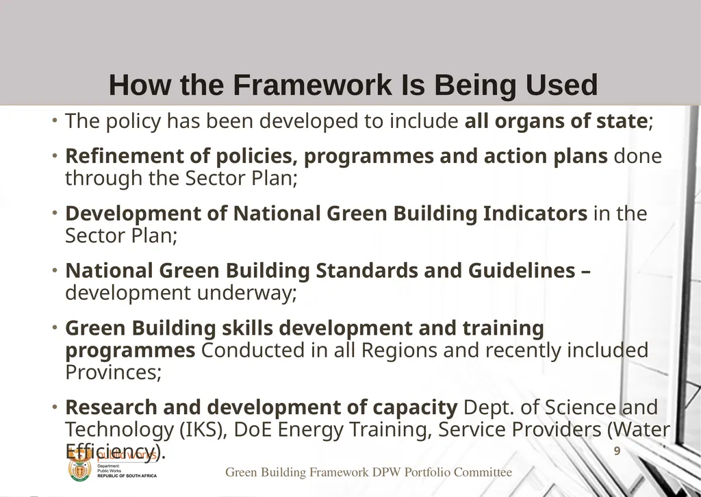 Presentation to the Portfolio Committee on Public - slide 9 of 23